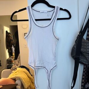 Helmut Lang White Tank Top with Black Trim